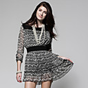 Avant De Lacet De Conception Velues Robe Imprim�e Motif / Robes De Femmes (ff-b-bl0736314)