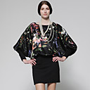 100% Soie Imprim�e Manches Chauve-souris Longue Robe En Tricot / Robes De Femmes (ff-a-ba0997009)