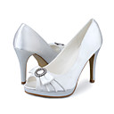 Satinado Superior Zapatos De Tac�n Peep-toes Con Los Zapatos De Novia De La Boda De Diamante De Imitaci�n (0796-9201)