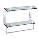 Salle De Bains En Aluminium Accessoires En Verre � Double Plateau Avec Un Bar De La Tour (1018-j665-6)