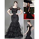 Robe Globe Trompette Penelope Cruz / Sir�ne De Train Dentelle Carr�s D�collet� Tribunal Satin / Prom Or / (fsm0583)