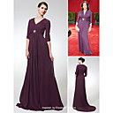 Elizabeth Perkins Robe Fourreau / Colonne V-cou Balayage / Pinceau Train Chiffon Emmy Soir / (fsd0374)