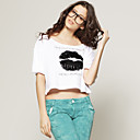 Acuden Labios Rojos Manga Corta Camiseta Suelta / Mujeres T-shirts (ss-d-bc1251001)
