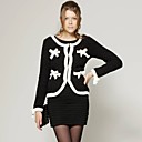 Estilo Cl�sico Negro Arcos Cl�sico De Manga Larga Cuello Redondo Escudo Estilo Corto / Abrigos De Mujer (ss-c-bl0736004)