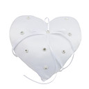 Mini Coraz�n De Raso Blanco Con Coj�n De Diamante De Imitaci�n De La Boda (0802-whc028)