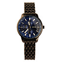 Redonda De Acero Inoxidable Forma De Reloj De Cuarzo Para Las Mujeres Azul Plateado +