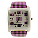 Estilo De Banda De Red De Cuero De Moda Cara Cuadrada De Cuarzo Reloj De Pulsera - P�rpura