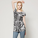 Patr�n De Cebra Ajuste De Cuentas Con Palangre T-shirt / Mujer Camisetas (ss-c-cc1221002)