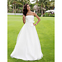A-Line Satin Tulle Wedding Dress with Draped and Bow