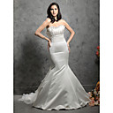 Trumpet/ Mermaid Sweetheart Sweep/ Brush Train Satin Organza Wedding Dress