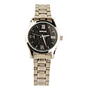 Redonda De Acero Inoxidable Forma De Reloj De Cuarzo Para La Plata Las Mujeres + Negro