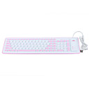 Teclado Flexible De Silicona A Prueba De Derrames Con El Cable Usb (blanco   Rosa)