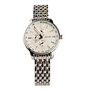 Tono Blanco Redondo De Acero Inoxidable Forma De Relojes A Cuarzo Para Las Mujeres Blancas Plateadas +