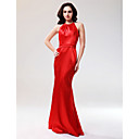 Robe Trompette / Sir�ne Halter Parole Longueur �lastique En Satin Tiss�s Soir De Bal / (fsd0392)