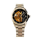 Banda De Acero Inoxidable Reloj De Pulsera Esqueleto Autom�tico Con Aguja De Oro Luminoso + Negro