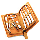 M�quinas De Cortar El Acero Inoxidable De U�as Kit De Manicura Bolso Suave 8pcs Marr�n