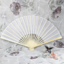 Ventilador De La Mano De Seda Blanca (juego De 6)