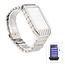 LED Green Red Blue Light Stainless Steel Wrist Watch White