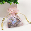 ��flores De Oro�� Mini-bolsas A Favor De Organza De Color Rosa (juego De 24)