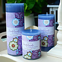 Velas De Lavanda Pilar Unidad (conjunto De Tres Piezas)
