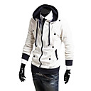 Stylish Slim Fit Fleeces Mens Hooded Jacket 2 Row Buttons Long Sleeve
