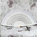 Blanco De Bamb� Grabado Ventilador De La Mano