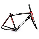 700c De Fibra De Carbono Total De Carreras Del Marco Y El Tenedor Para Bicicleta De Carretera - Patr�n De Rojo Y Negro (bc1222013)
