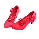Satinado Superior Cerrado Tac�n Bajo Los Pies Con La Boda De Raso De Flores Y Zapatos De Fiesta (1179-886-13)