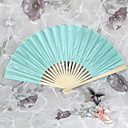 De Seda Azul Del Ventilador De Mano (juego De 6)