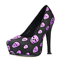 Tal�n De Sat�n De Aguja Superior Cerrado Dedo Del Pie Con Partes Del Cr�neo Patr�n / Zapatos De Noche (1178-444-27) M�s Colores Disponibles