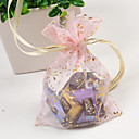 ``flores De Oro`` A Favor Bolsas De Organza De Color Rosa (juego De 24)