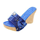Fabric Upper Wedge Heel Slippers With Buckle Special Occasion Shoes