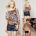 Leopardo Especial Impreso Blusa Suelta Dobladillo Con Cord�n / Mujer Blusas (ss-s-cb0853004)