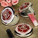 Red Rose On Chrome Mirror Compact Wedding Favor