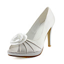 Elegant Satin Upper Stiletto Heel Peep Toe With Satin Flower Wedding Shoes More Colors Available