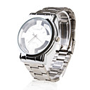 Mens Stainless Steel Wrish Watch with Hollow Out Designed Face - White