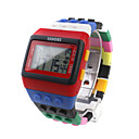 Miniinthebox - US  Multicolor Block Bricks Design Band Wrist Watch with LED Night Light - Red