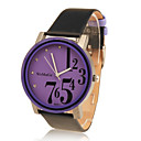 Fashionable Quartz Wrist Watch with Black PU Leather Band