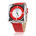 PU Leather Band Elegant Square Wrist Watch - Red
