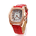 PU Leather Band Crystal Decorated Quartz Men Women Wrist Watch - Black