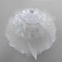 Music Box Wedding Ring Pillow With White Feather And Rhinestone