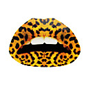 2 Pcs Yellow Leopard Temporaty Lip Tattoo Sticker