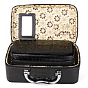 2-piece Snakeskin Synthetic Leather Cosmetic Box (Black)