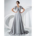 A-line V-neck Court Train Chiffon Evening Dress