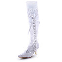 Top Quality Satin Upper High Heel Closed-toes Wedding Boots  Wedding Shoes.More Colors Available