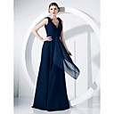 A-line V-neck Floor-length Chiffon Evening Dress