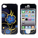 Protective Smooth Polycarbonate Front and Back Case for iPhone 4 and iPhone 4S (Blue Flower)