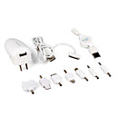 10-in-1 Car Charger for iPhones, Android Phones and Most Cell Phones (White)