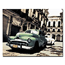 Printed City and Car Canvas Art with Stretched Frame