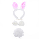 Plush 3in1 Lovely White Rabbit Headband   Bow Tie   Tail Costume Set for Halloween Masquerade Party